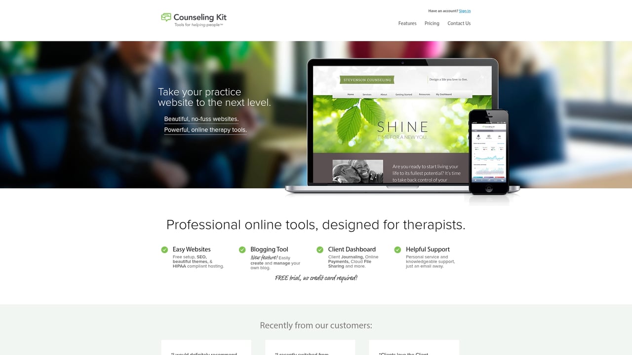 Screenshot of Counseling Kit website