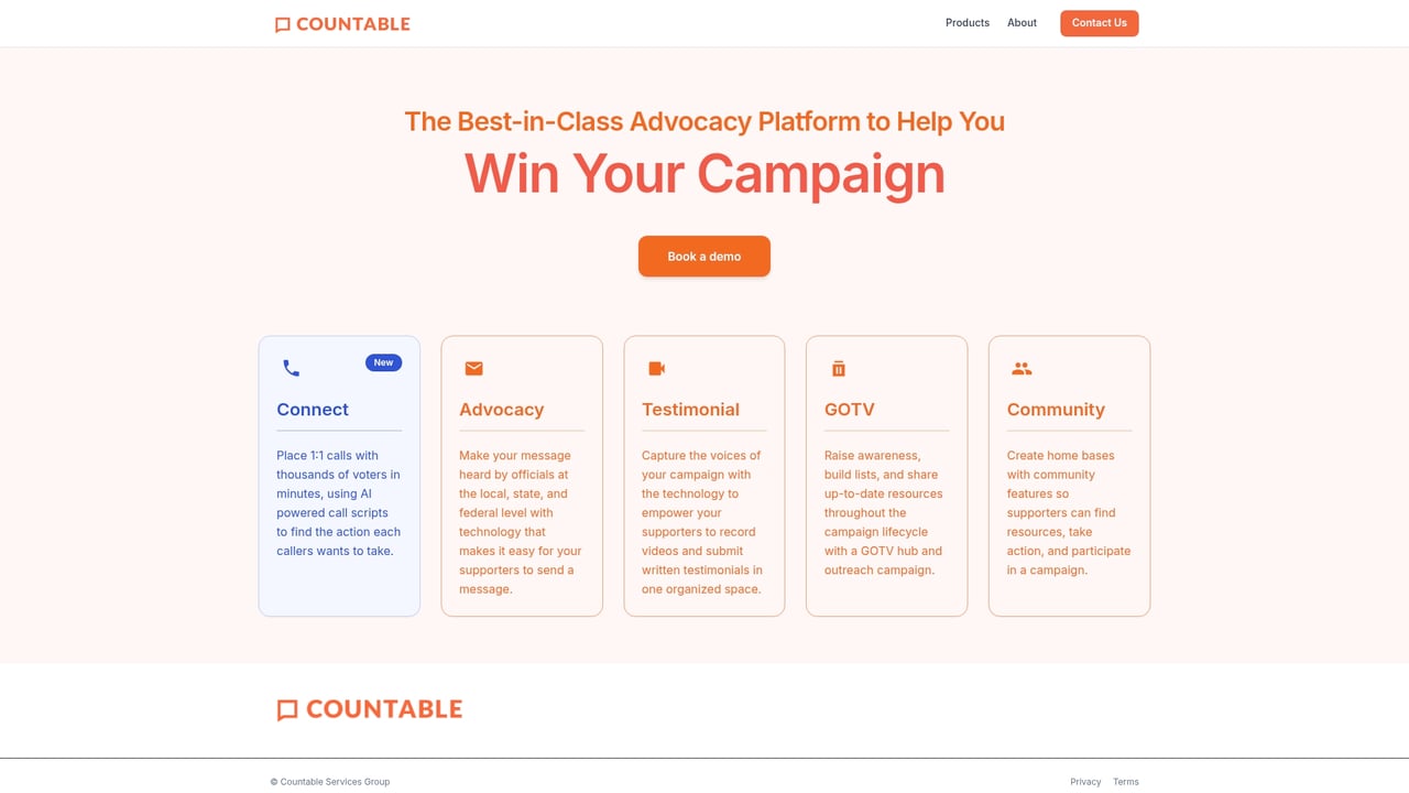 Screenshot of Countable website