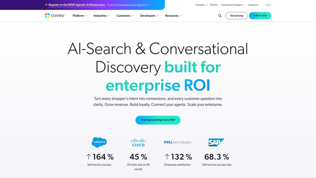 Screenshot of Coveo website