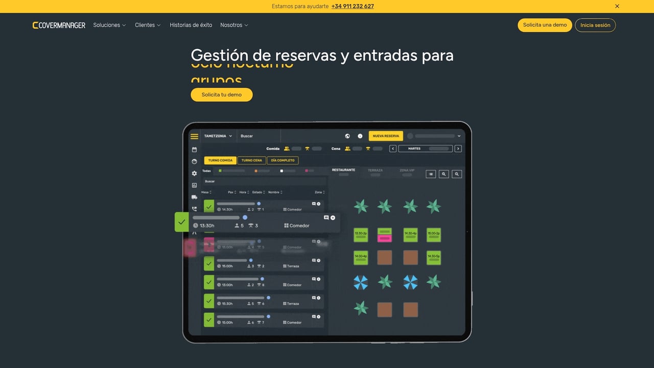 Screenshot of CoverManager website