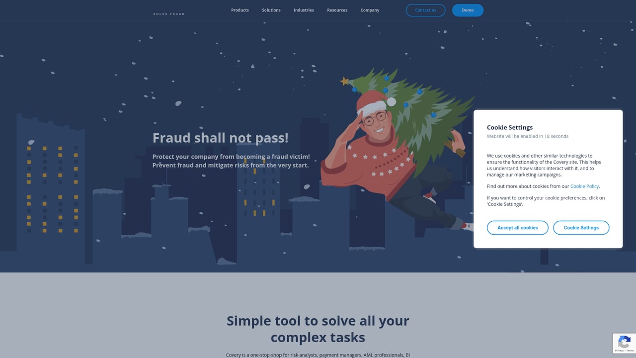 Screenshot of Covery website