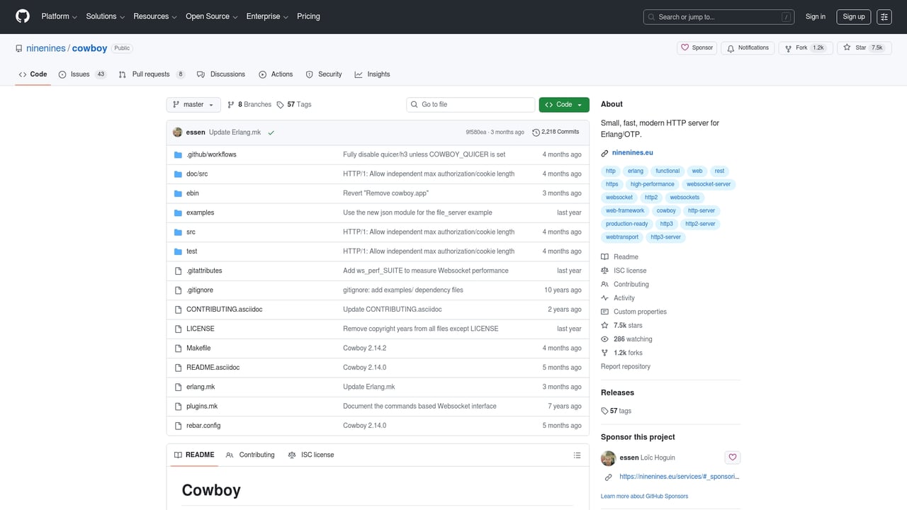 Screenshot of Cowboy website