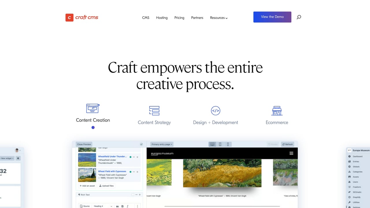 Screenshot of Craft CMS website