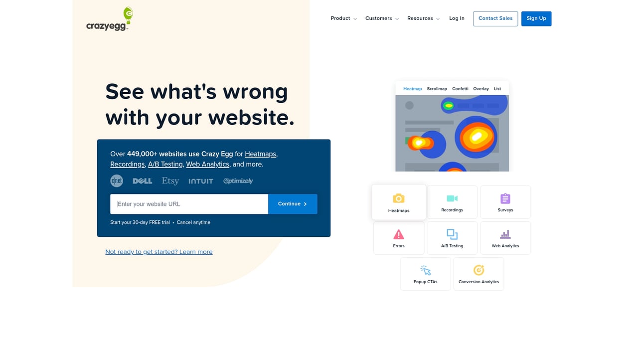 Screenshot of Crazy Egg website