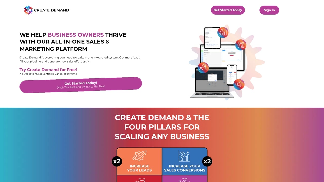 Screenshot of Create Demand website