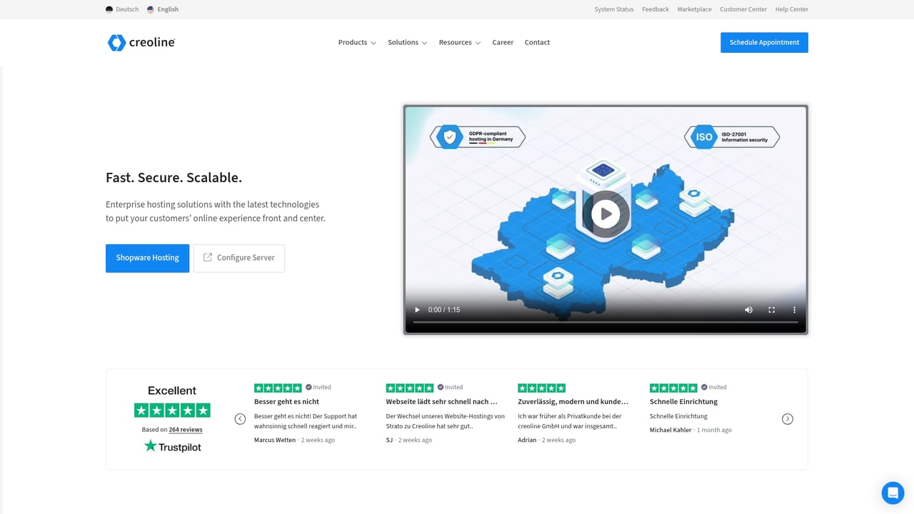 Screenshot of Creoline website