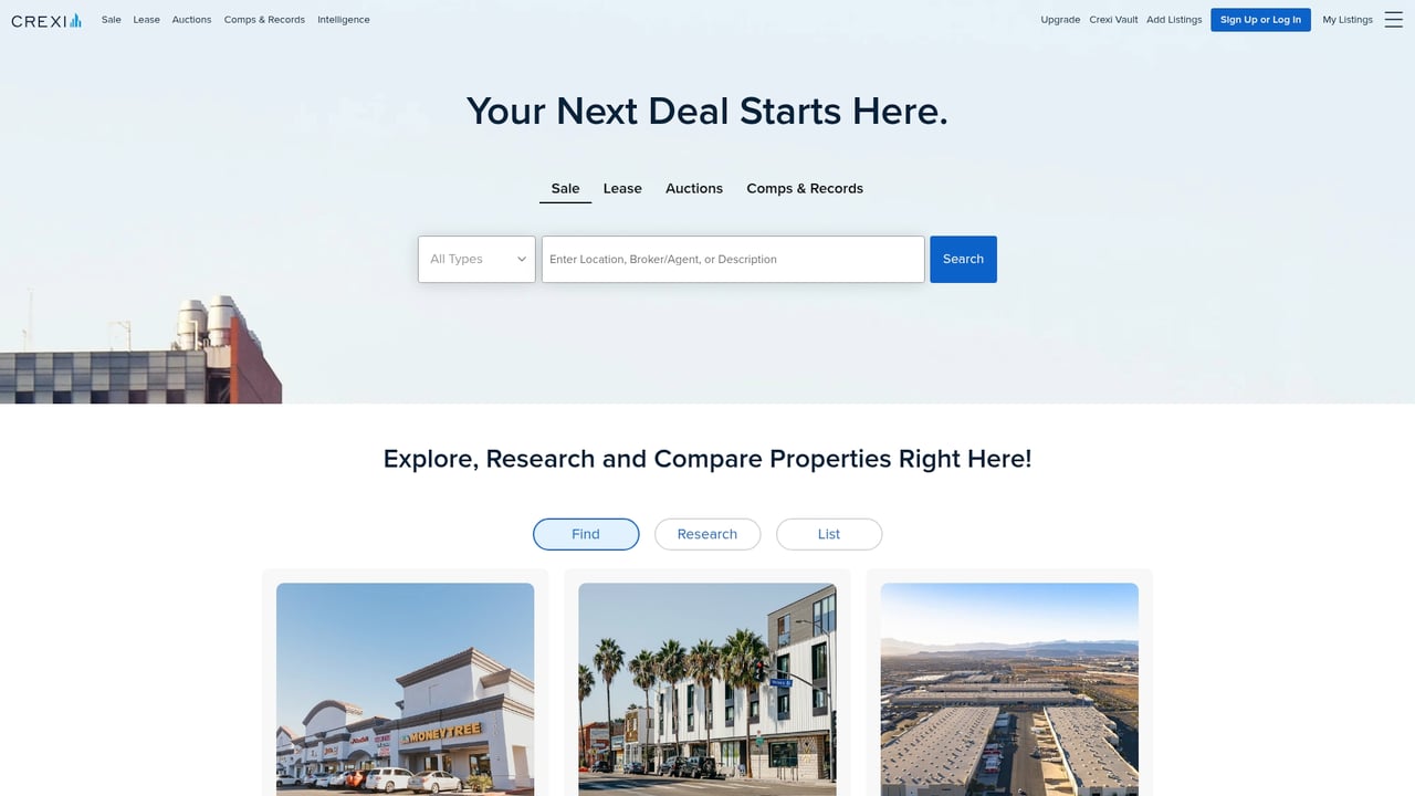 Screenshot of Crexi website