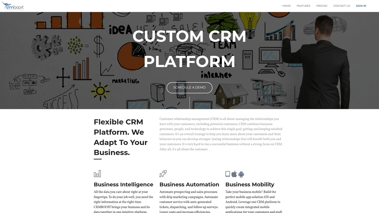 Screenshot of CRMBOOST website