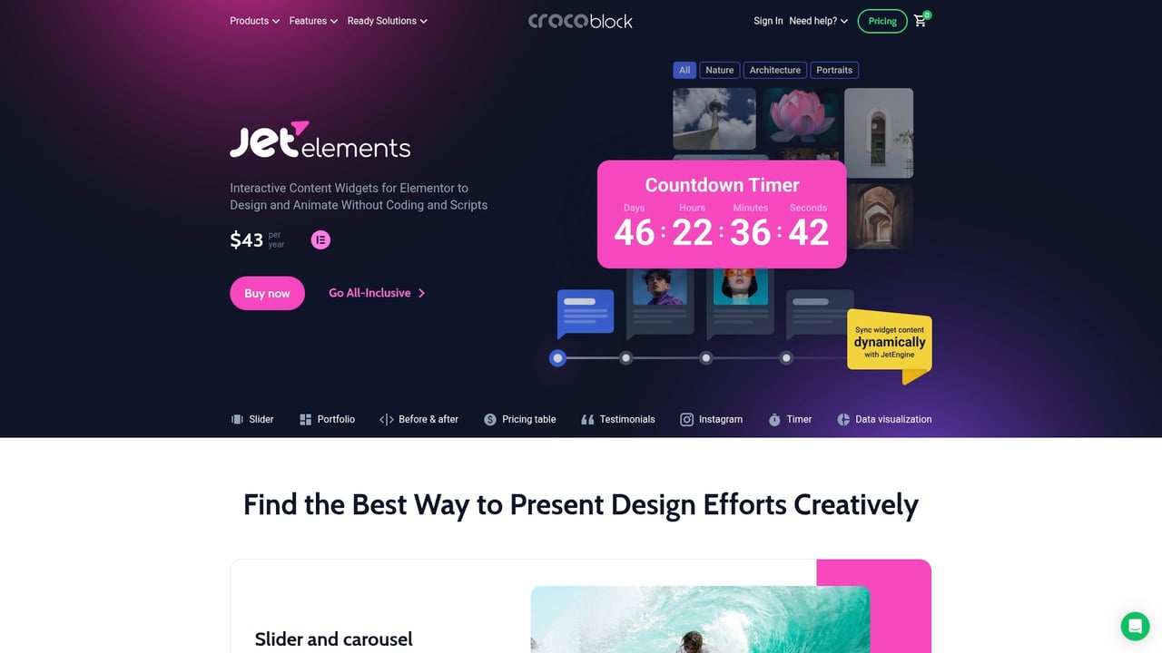 Screenshot of Crocoblock JetElements website
