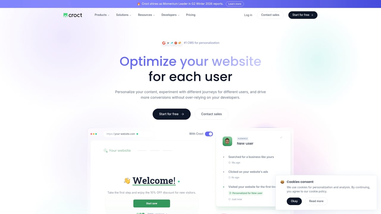 Screenshot of Croct website