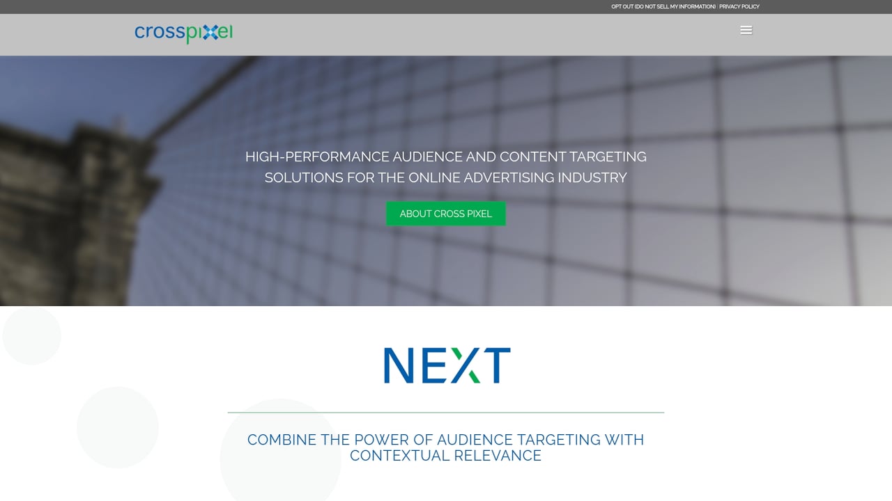 Screenshot of Cross Pixel website