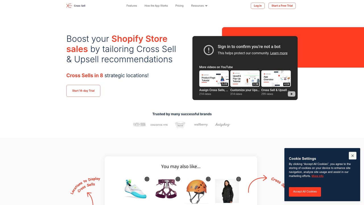 Screenshot of Cross Sell website