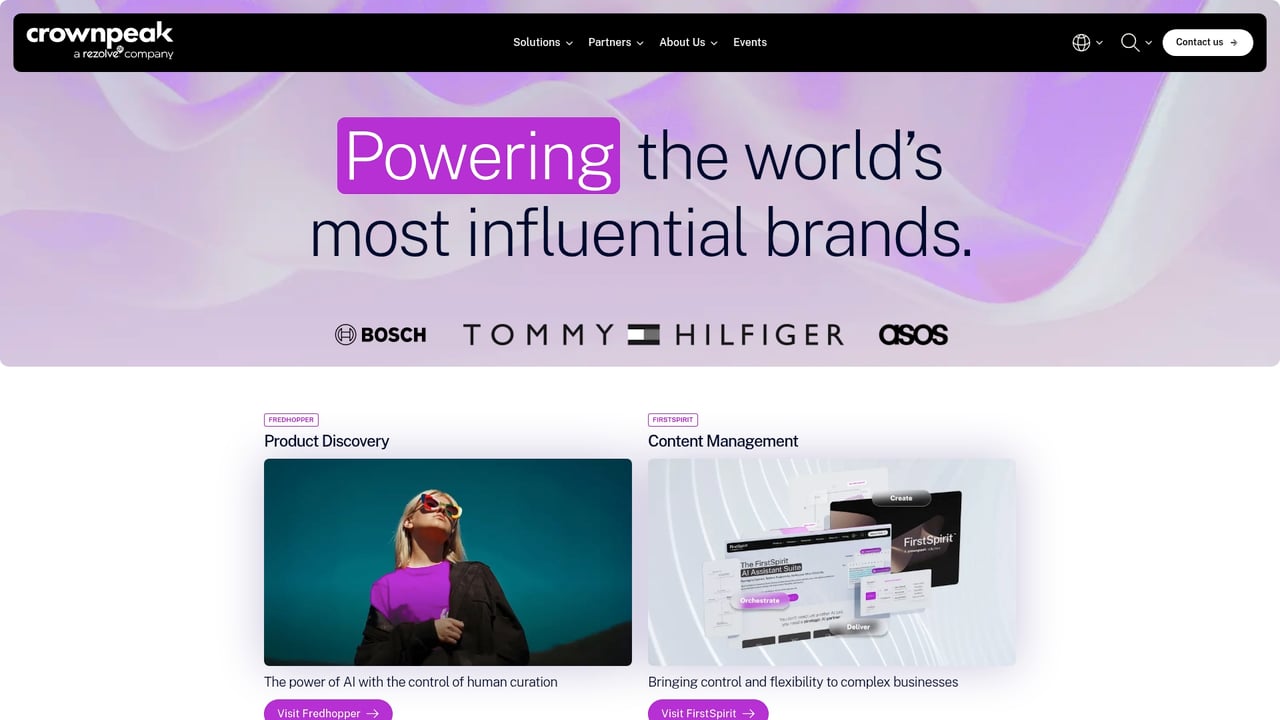 Screenshot of CrownPeak website