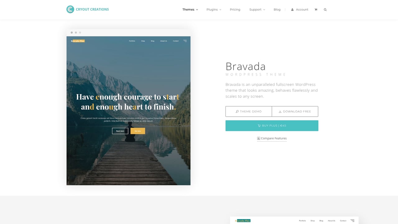 Screenshot of Cryout Creations Bravada website