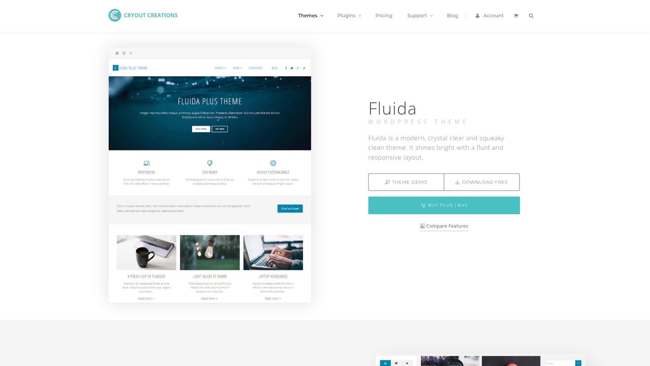 Screenshot of Cryout Creations Fluida website