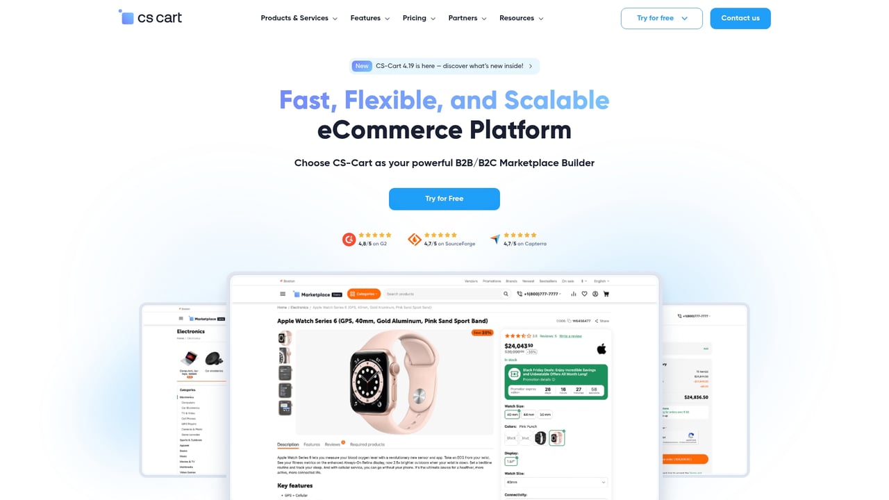Screenshot of CS Cart website