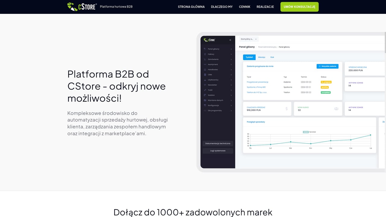 Screenshot of cStore website