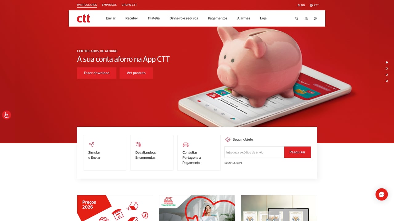 Screenshot of CTT website