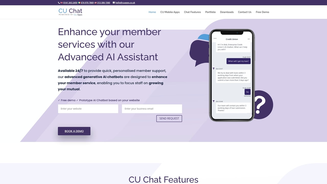 Screenshot of CU Chat website