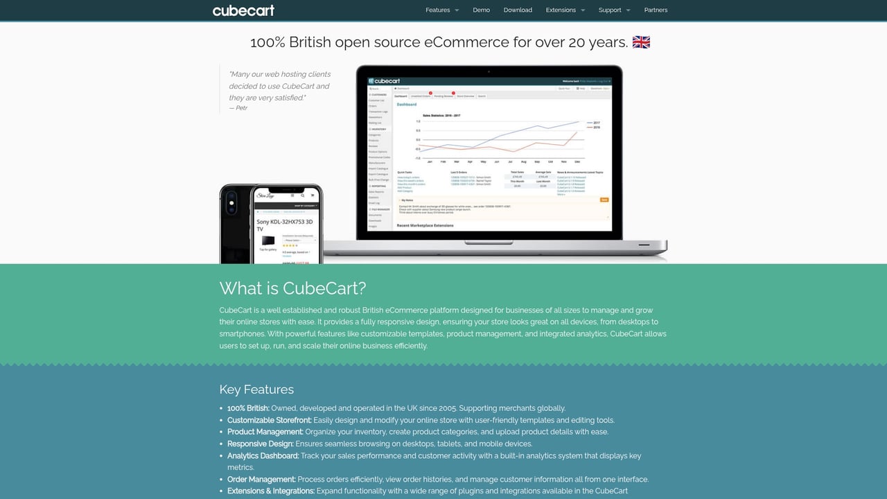 Screenshot of CubeCart website