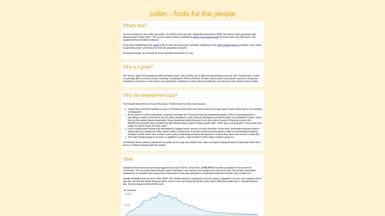 Screenshot of Cufon website