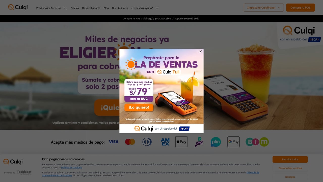Screenshot of Culqi website