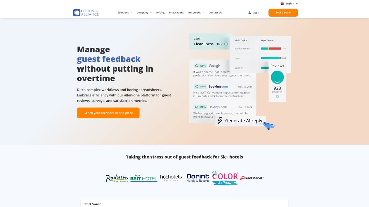 Screenshot of Customer Alliance website
