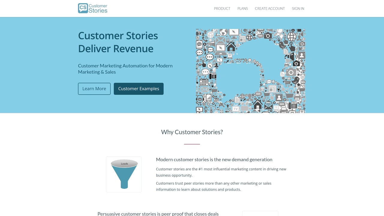 Screenshot of Customer Stories website