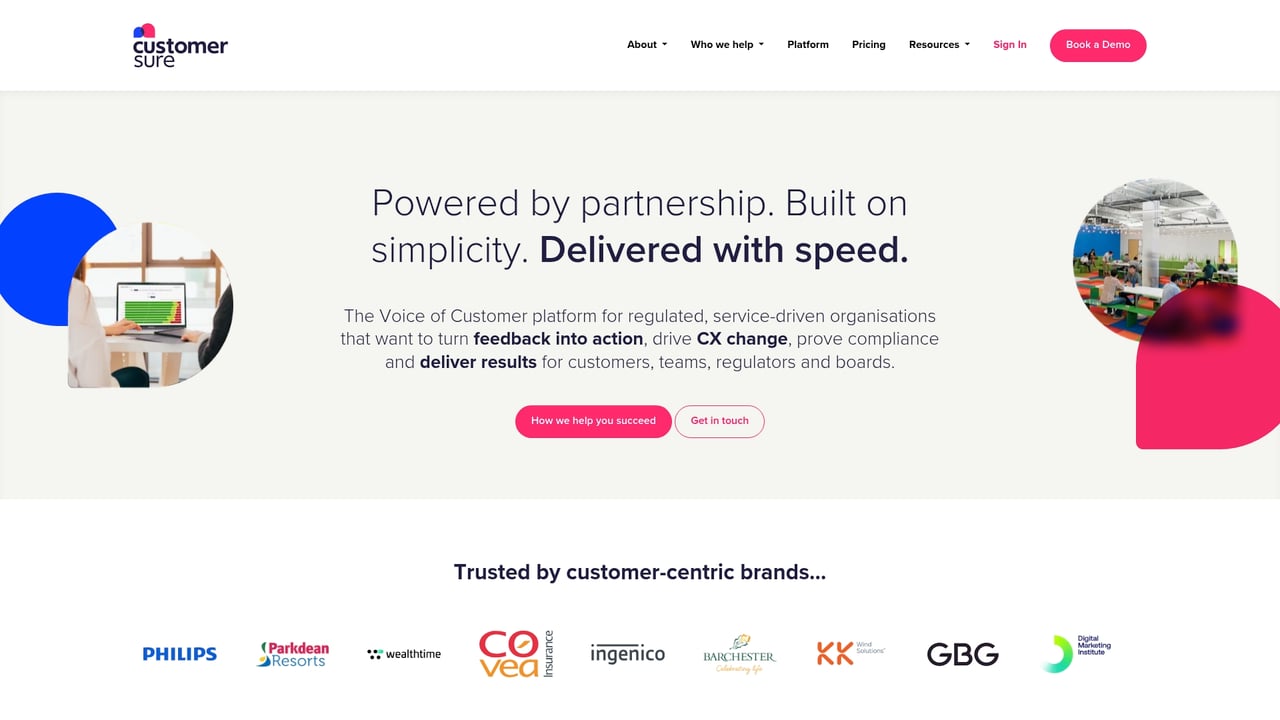Screenshot of CustomerSure website