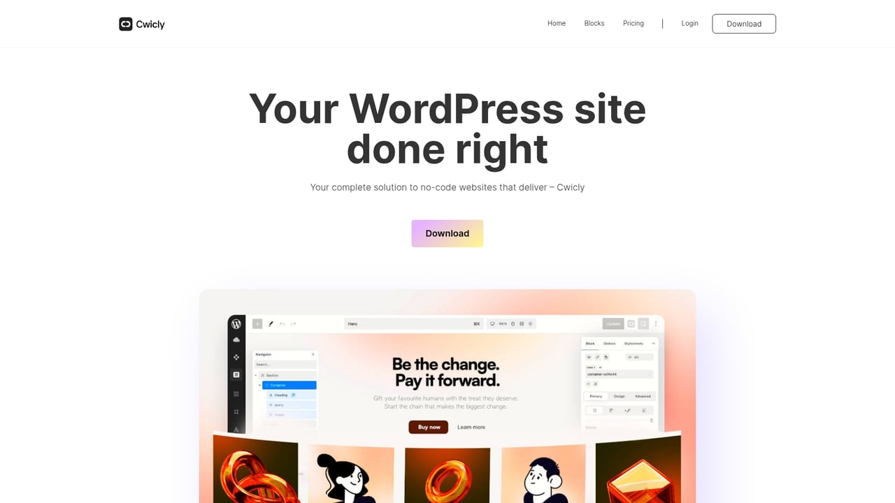 Screenshot of Cwicly website