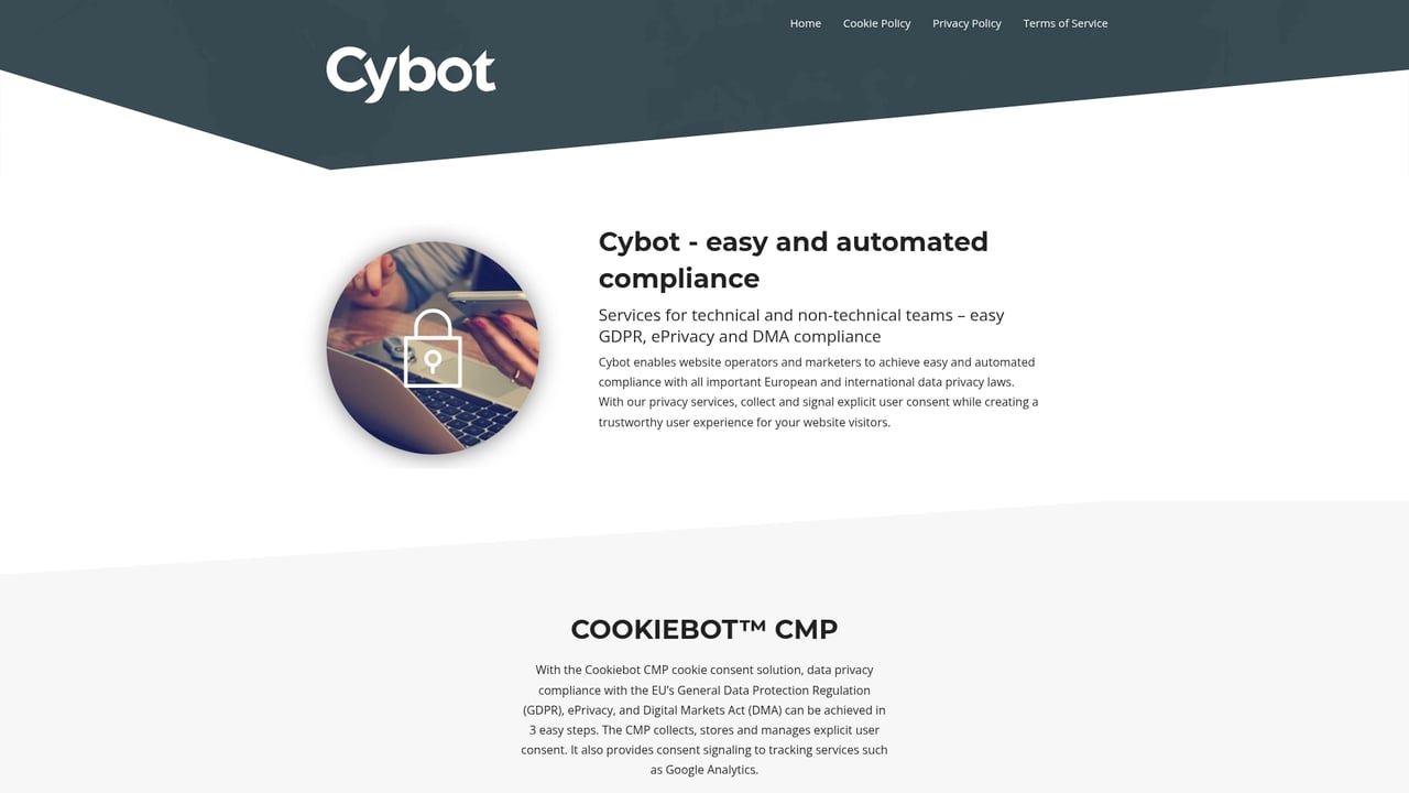 Screenshot of Cybot website