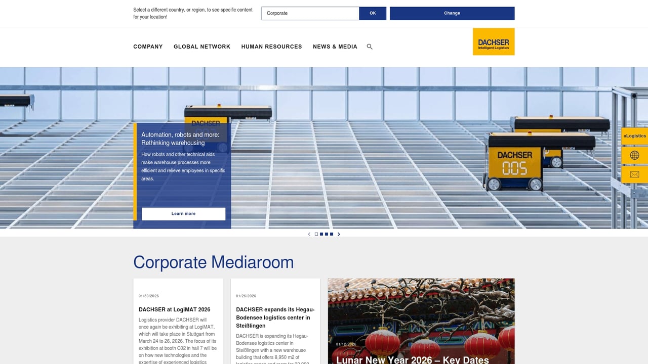 Screenshot of Dachser website