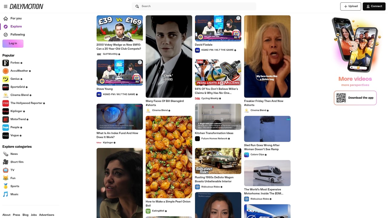 Screenshot of Dailymotion website