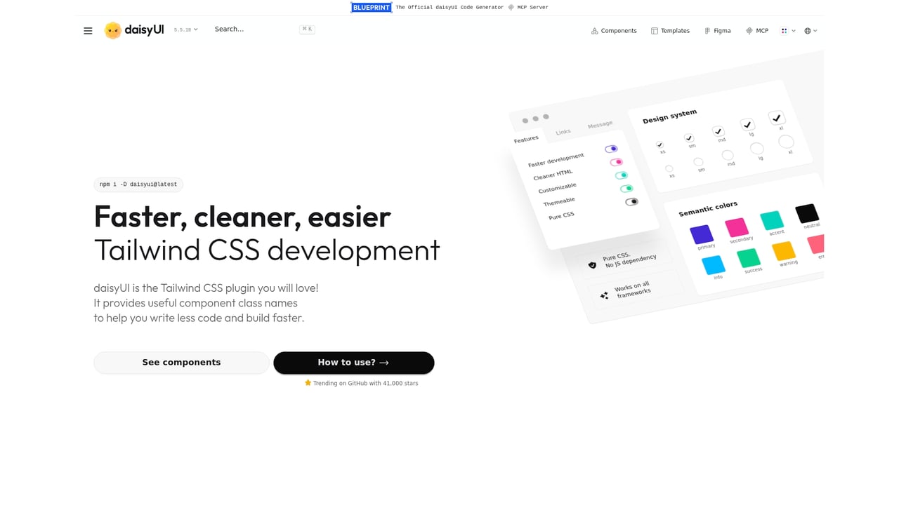 Screenshot of daisyUI website