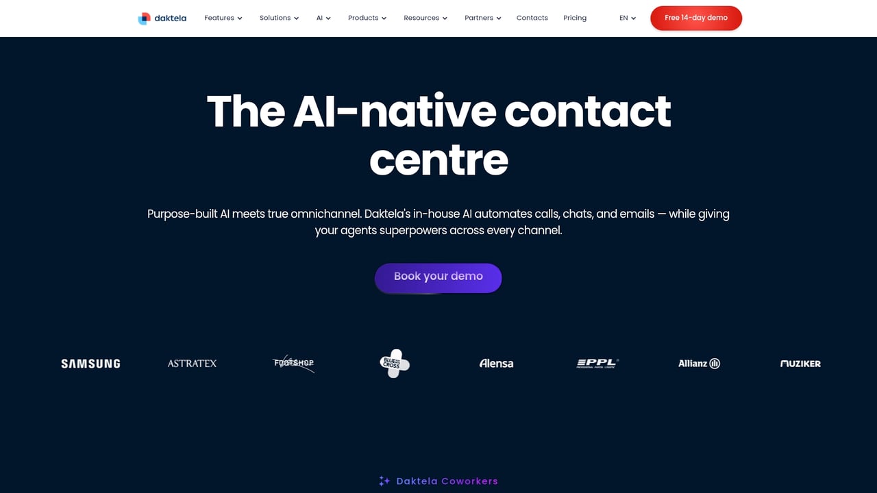 Screenshot of Daktela Omnichannel website