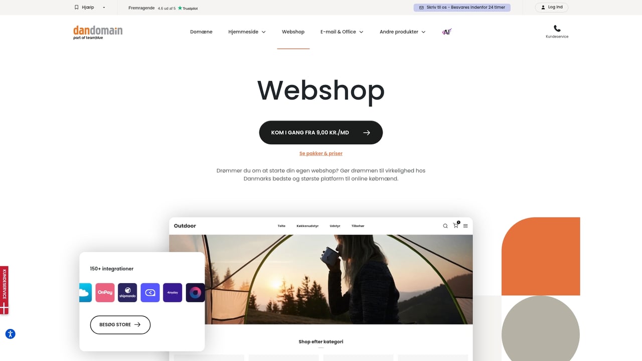 Screenshot of DanDomain Webshop website