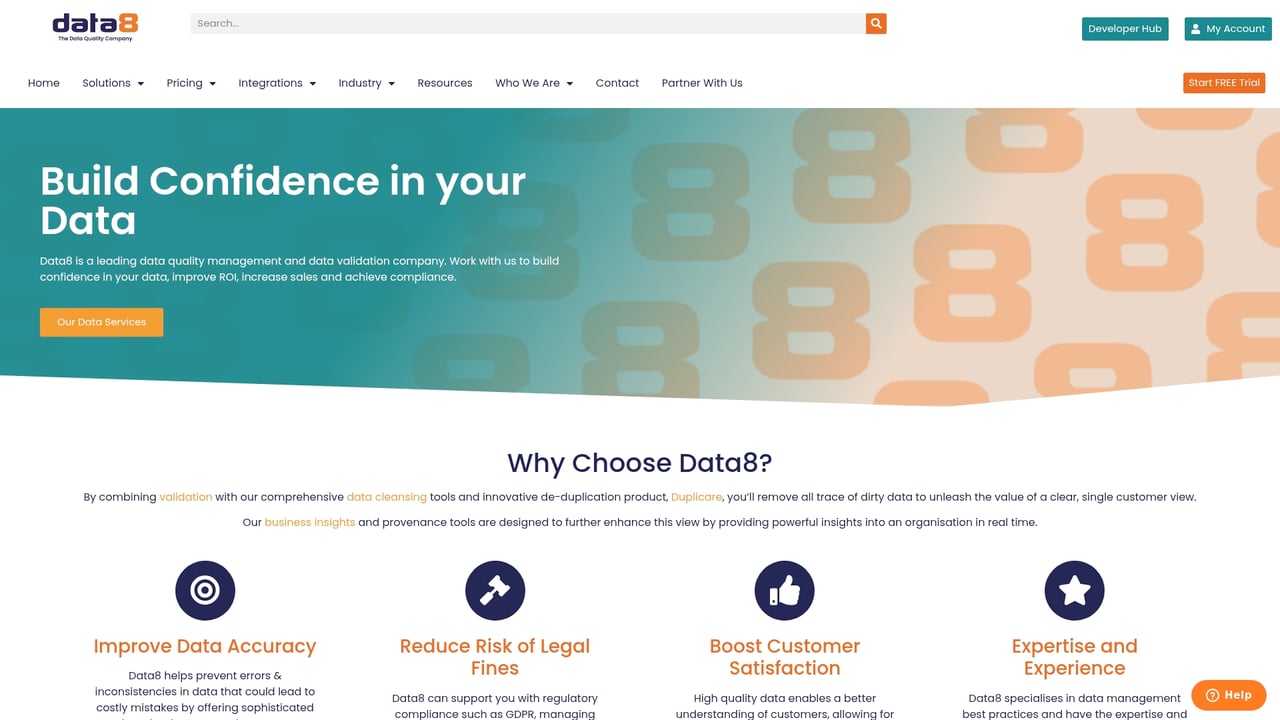 Screenshot of Data8 website