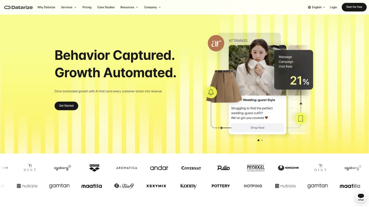 Screenshot of Datarize website