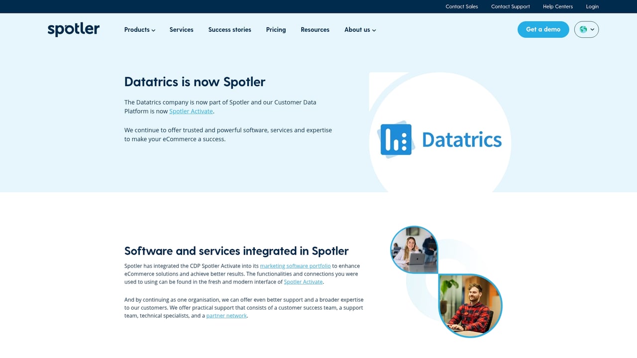 Screenshot of Datatrics website