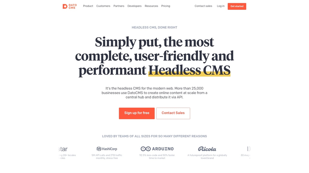 Screenshot of DatoCMS website