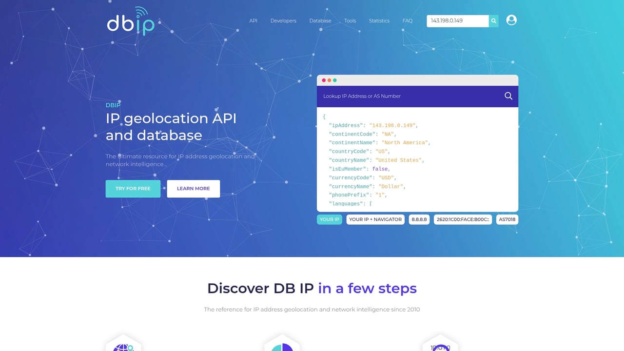 Screenshot of db-ip website