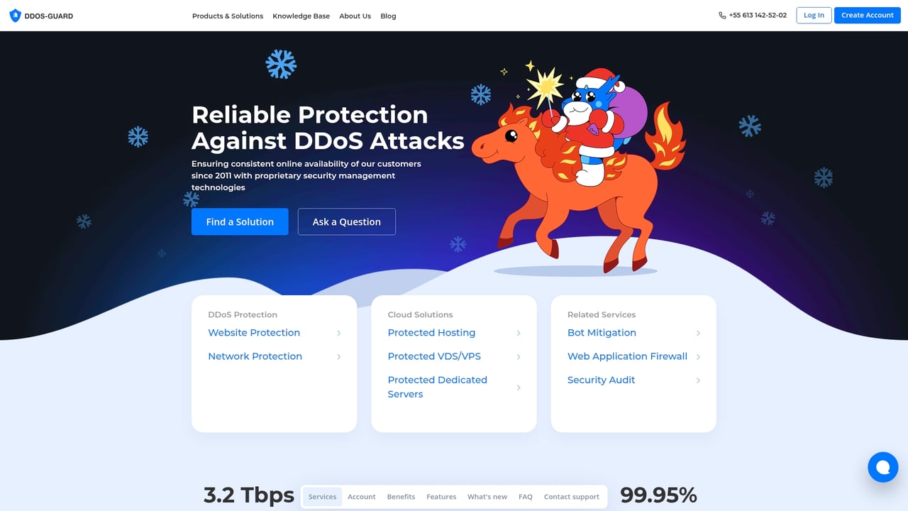 Screenshot of DDoS-Guard website