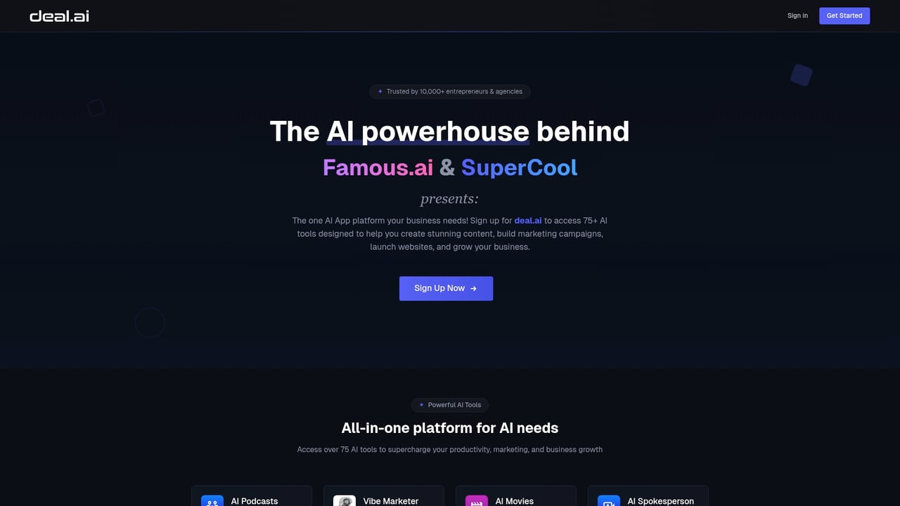 Screenshot of Deal.ai website
