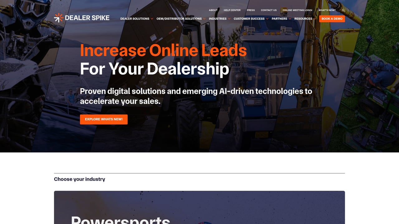 Screenshot of Dealer Spike website