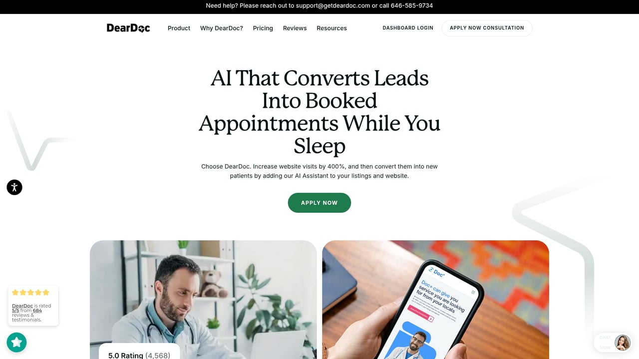 Screenshot of DearDoc website