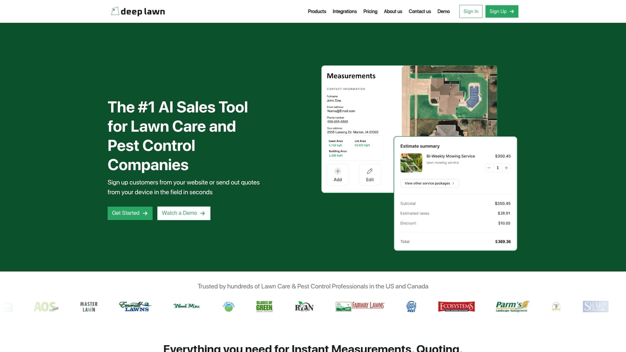 Screenshot of Deep Lawn website