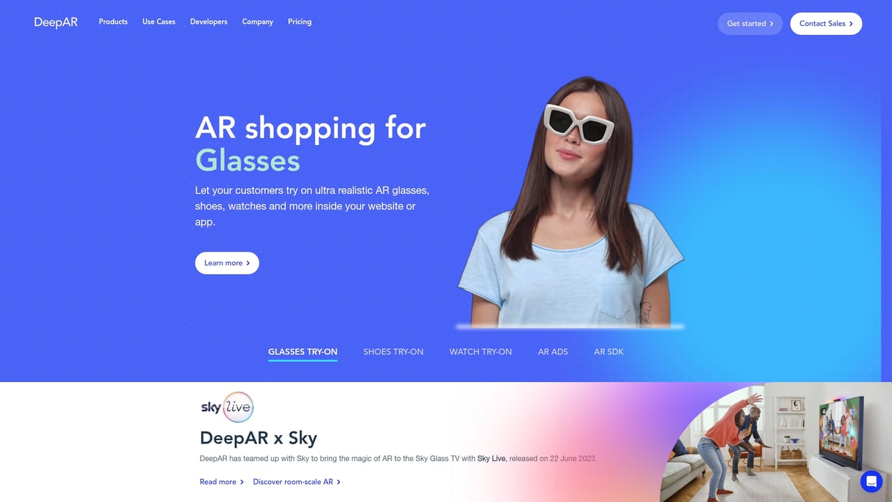 Screenshot of DeepAR website