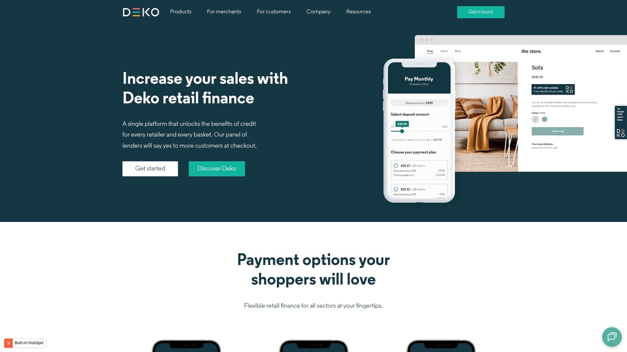 Screenshot of Deko website