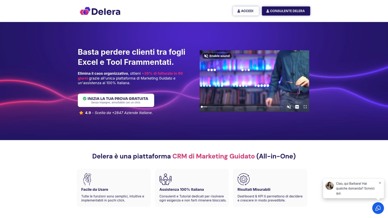 Screenshot of Delera website