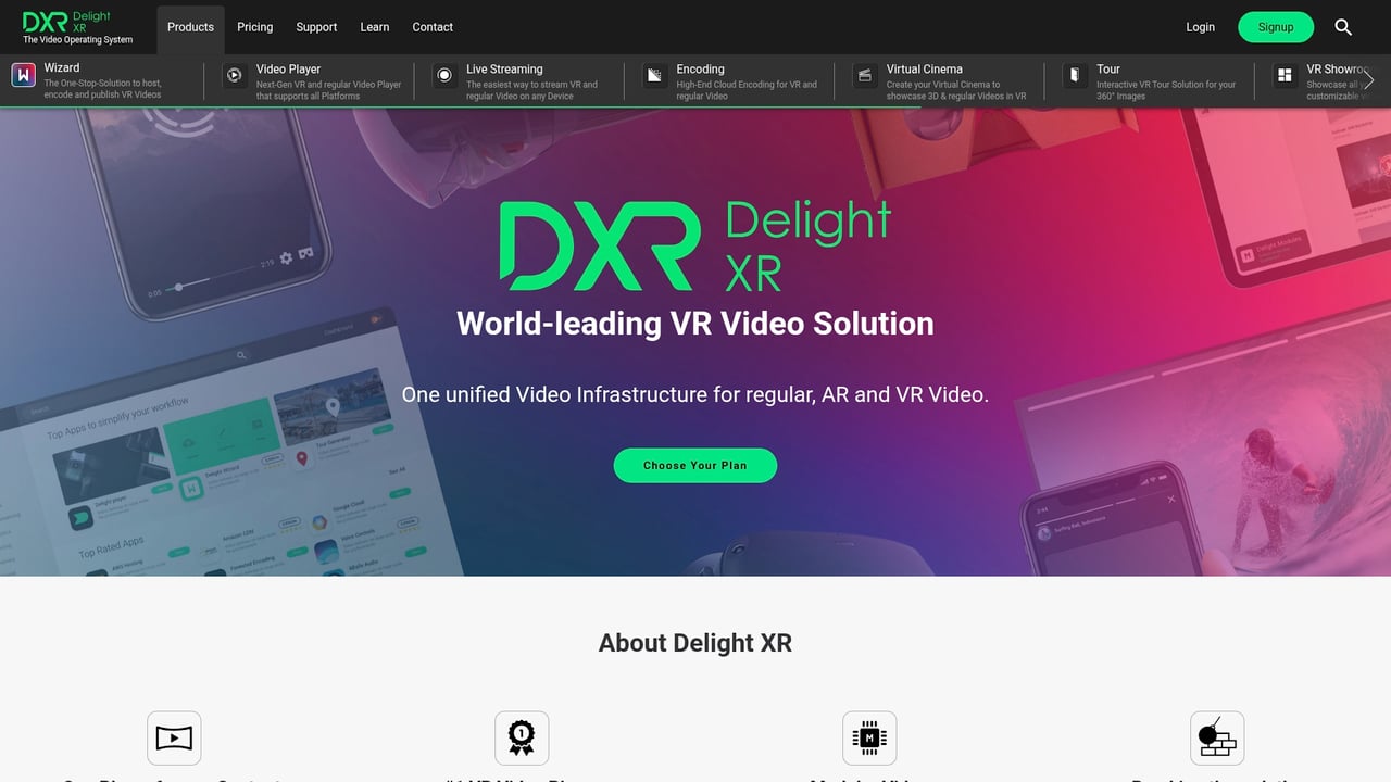Screenshot of Delight XR website
